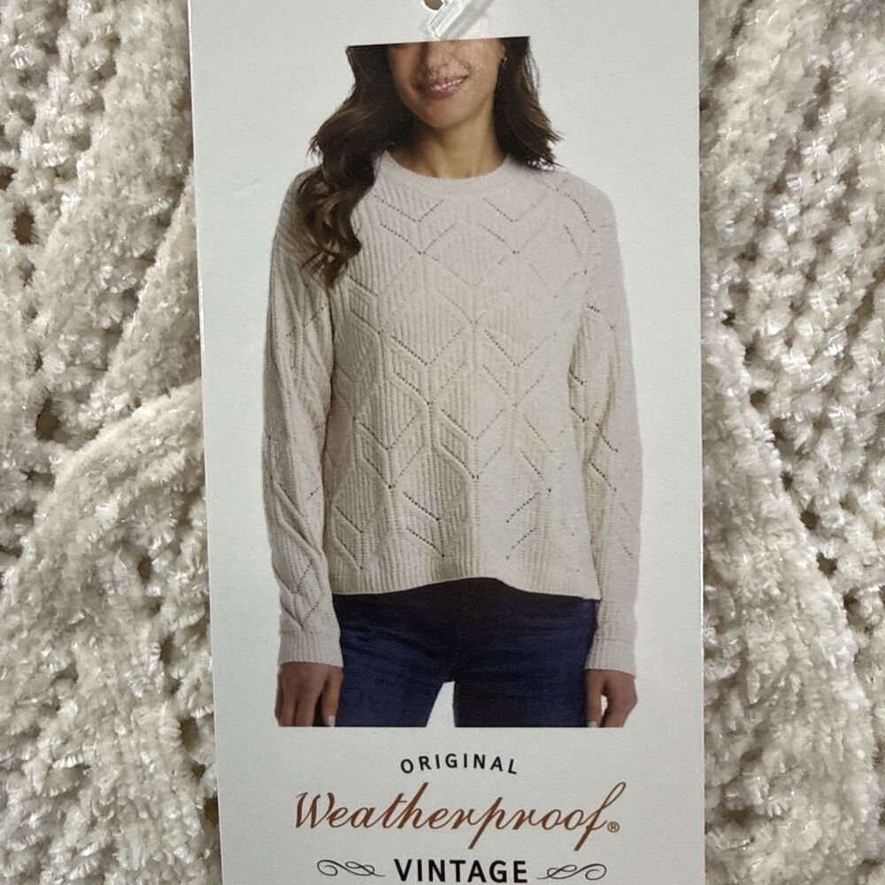 Weatherproof Vintage Women’s Chenille Sweater Cream Iridescent Sparkle Small NWT